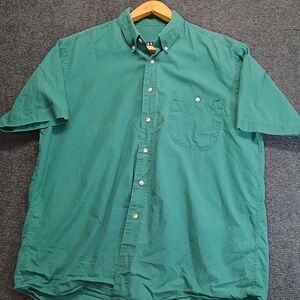 Trader Bay Men's Teal Button-Down Short-Sleeve Shirt Sz LG